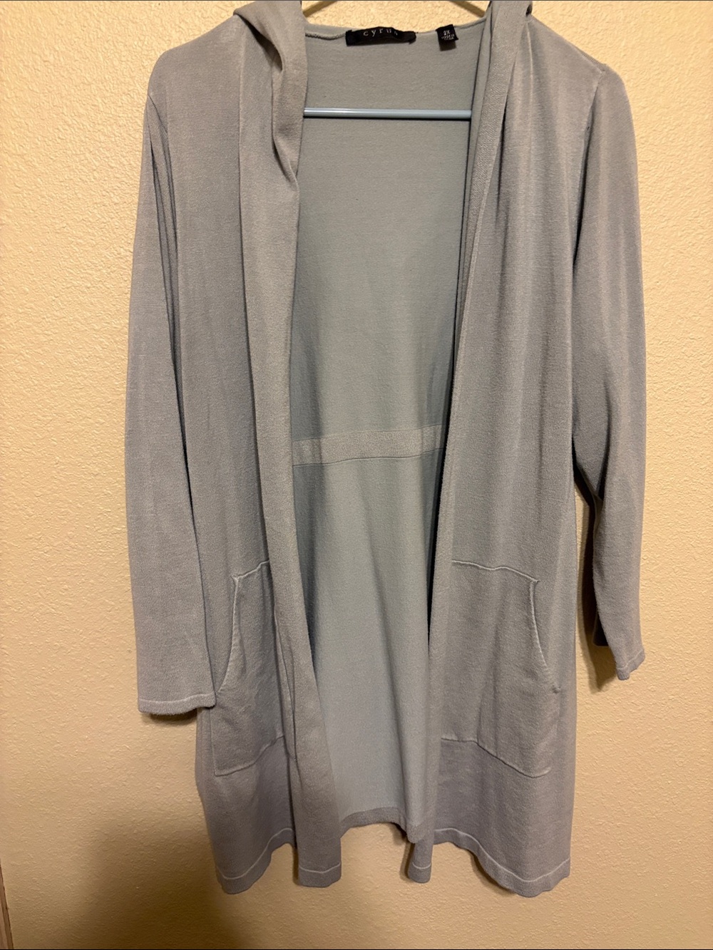 Light Sage Green Hooded Open Front Cardigan